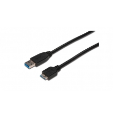 Kabel połączeniowy USB 3.0 Typ USB A|microUSB B, M|M czarny 0,25m AK300117003S
