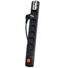 Przedłużacz przeciwprzepięciowy 6gniazd z|u +2xUSB ACAR USB 3m czarny
