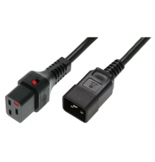 Kabel zasilający serwerowy 3x1,5 IEC C20 prosty|IEC C19 prosty M|Ż czarny IECPC1284 |1m|