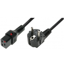Kabel zasilający serwerowy 3x1,5 Schuko kątowy|IEC C19 prosty M|Ż czarny IECEL262S |2m|
