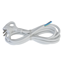 Kabel elektryczny biały 1.5m 3x1.5mm zakończony wtyczką kątową z uziemieniem