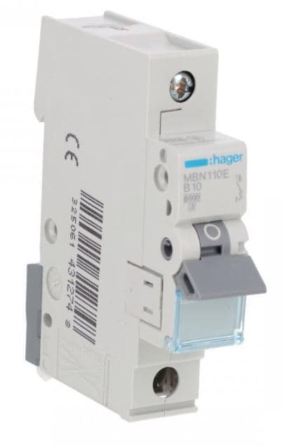 HAGER Wyłącznik nadprądowy 1P B 10A 6kA AC MBN110E