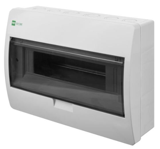 Elektro-Plast Nasielsk Rozdzielnica modułowa Elegant 1x12 natynkowa IP40 RN N+PE biała drzwi transparentne dymne 2403‑01