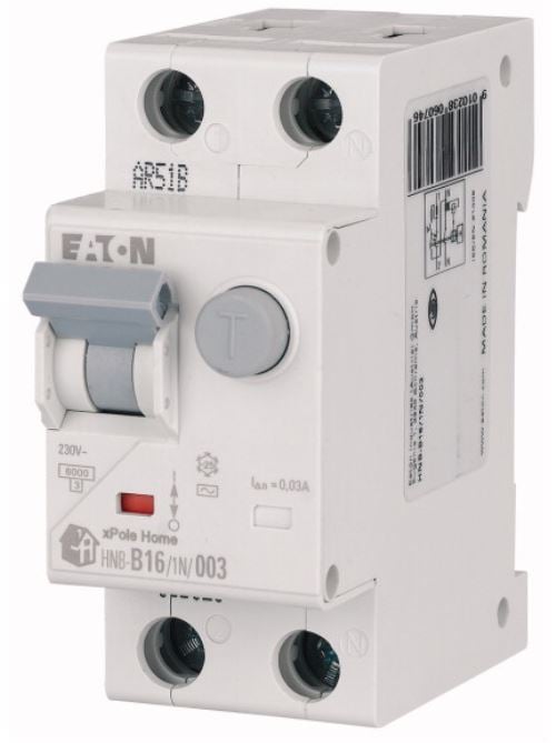 EATON Wyłącznik różnicowo‑nadprądowy 2P 16A B 0,03A typ AC xPole Home HNB‑B16/1N/003 195121