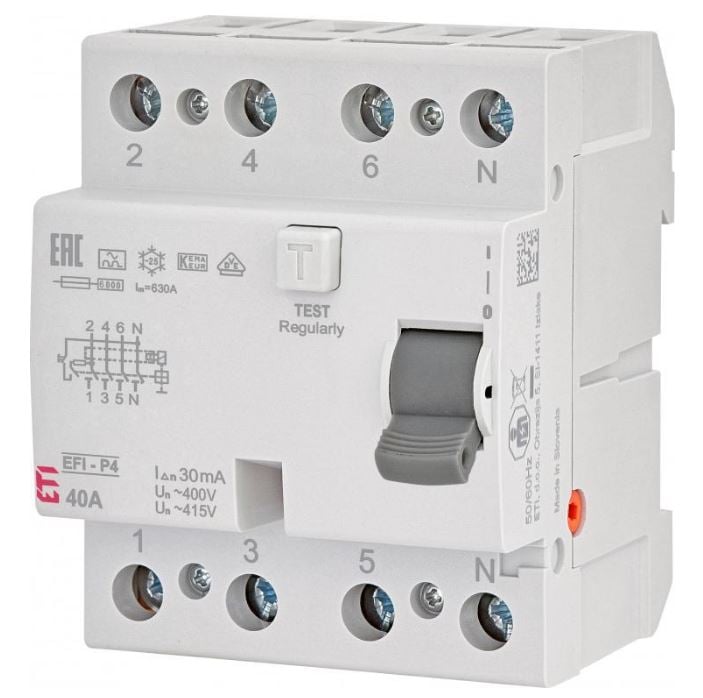 ETI Wyłącznik różnicowoprądowy 4P 40A 0,03A typ A 6kA EFI6‑P4 A 40/0.03 002061662