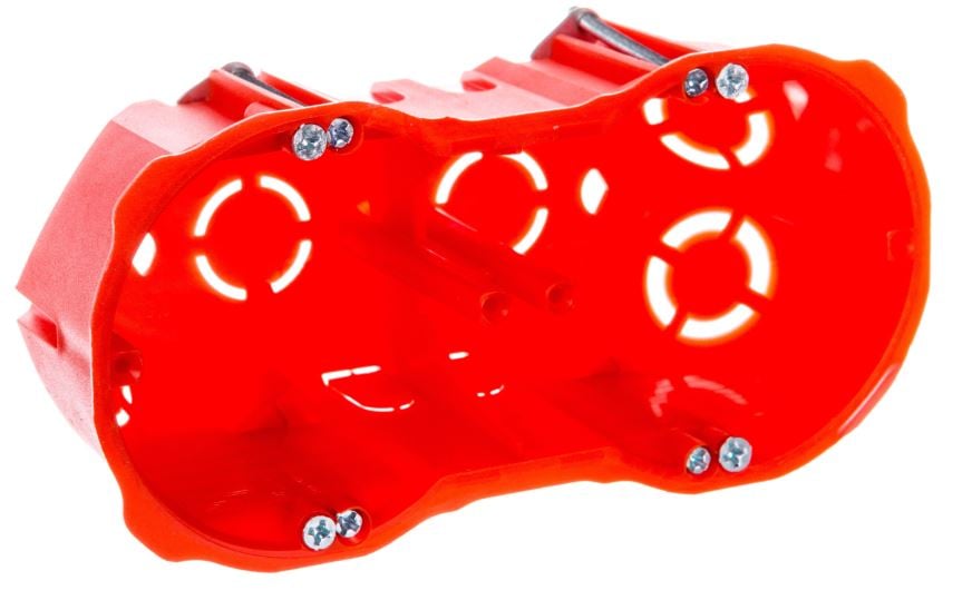 Elektro-Plast Nasielsk Puszka podtynkowa 2x60mm regips głęboka z wkrętami czerwona PK‑2x60 0286‑00