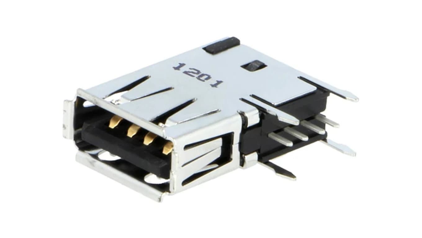 292336-1 Gniazdo USB A na PCB THT PIN: 4 boczne, kątowe 90