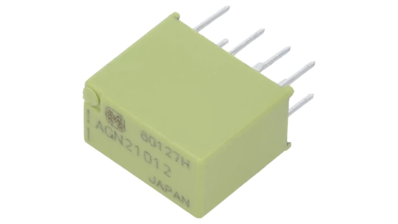 AGN21012 Przekaźnik elektromagnetyczny DPDT Ucewki 12VDC 1A 1A/30VDC