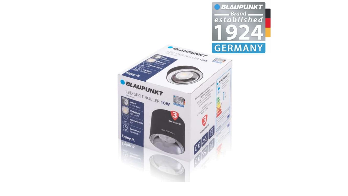 Blaupunkt Lampa LED natynkowa Spot Roller 10W czarny barwa naturalna, BLAUPUNKT-DLB10NW