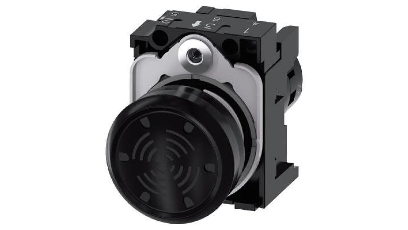 Brzęczyk kompaktowy 22mm dźwięk ciągły 45kHz 75dB 24V AC-DC IP69 tworzywo z uchwytem przył śrub SIRIUS ACT 3SU1200-6LB10-1AA0