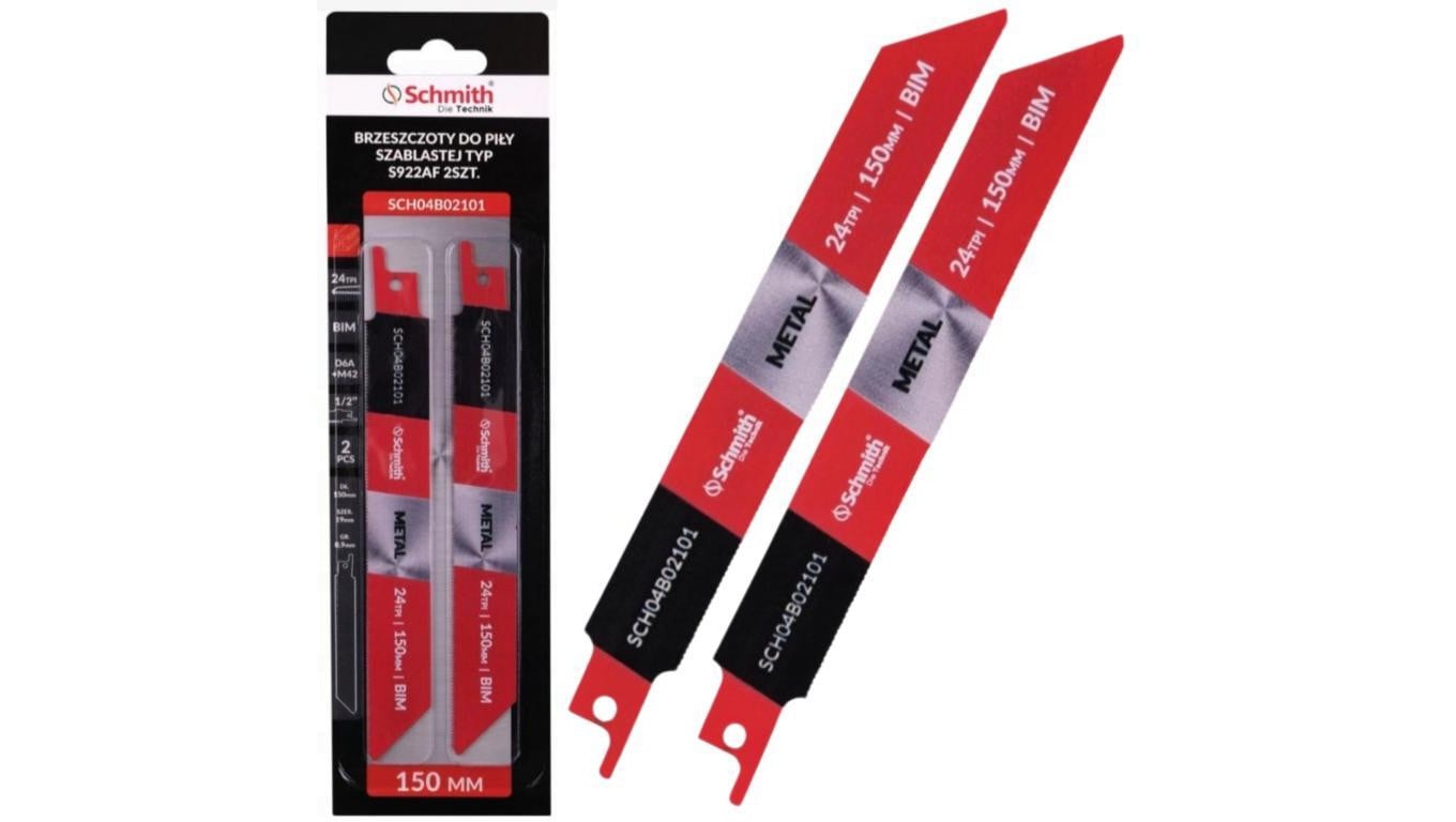 Brzeszczot do piły szablastej 150mm do metalu bi-metal 24TPI 2szt. Schmith
