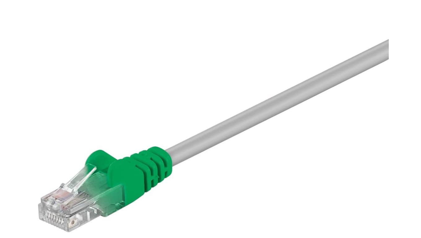 CAT 5e kabel krosowany, U/UTP, Szary, Zielony - Długość kabla 10 m
