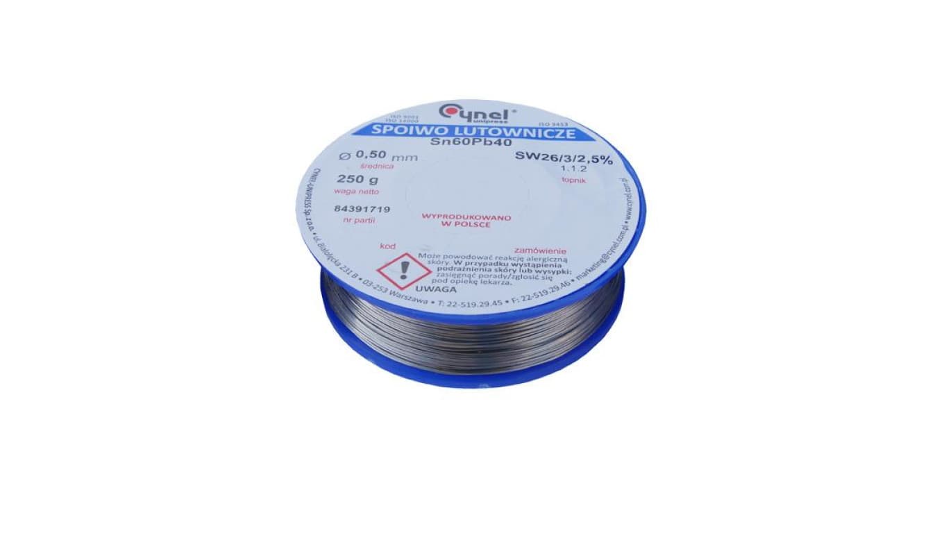CYNEL UNIPRESS Cyna 0,50mm 250g Sn60Pb40 SW26/3/2.5 spoiwo lutownicze PROFESSIONAL