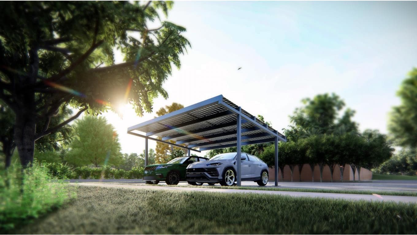 Carport ML Sun Energy jednostanowiskowy o mocy 2,72 kWp