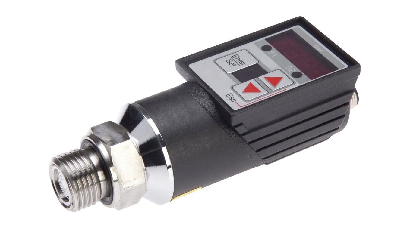 Czujnik ciśnienia śr: 38mm dł: 122mm 0-10bar 12-32V DC G1/2 cala 2xPNP NC/NO złącze wtykowe M12 4-pin IP65 DW34311D