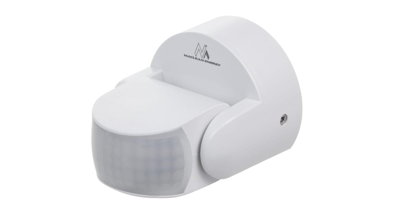 Czujnik ruchu PIR Maclean, na podczerwień, IP65, biały, zasięg 12m, max. obiążenie 800/1200W, MCE468 W