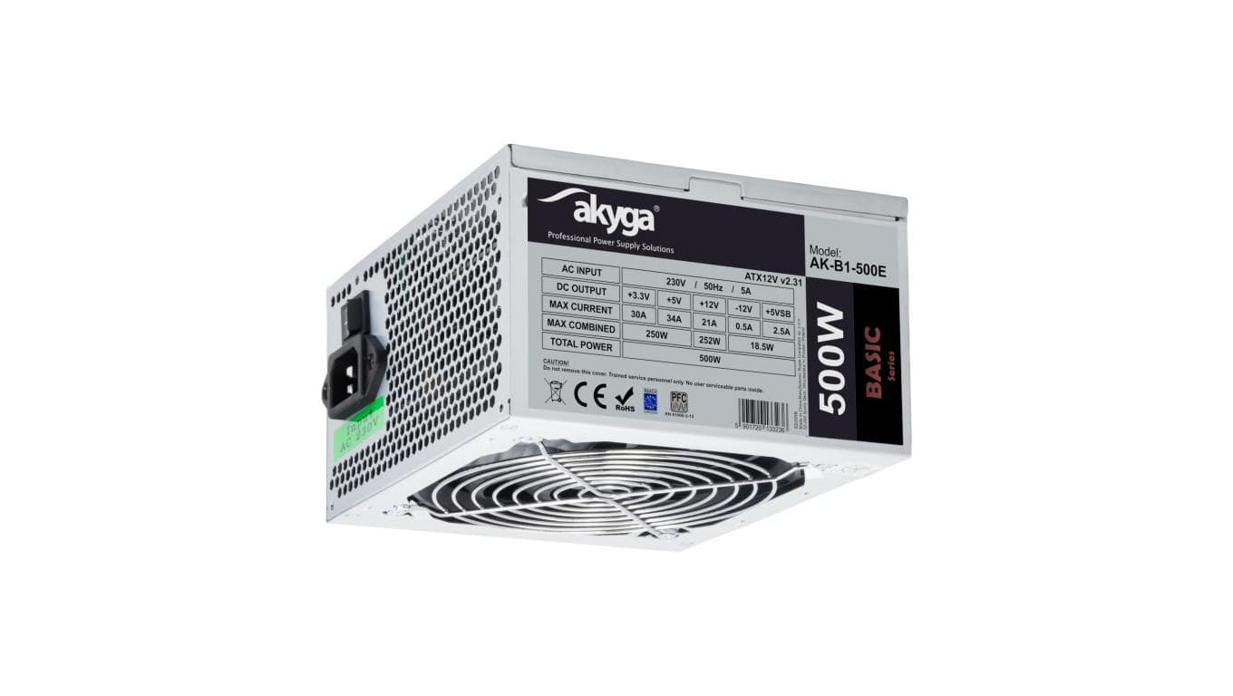 Akyga AK-B1-500E Zasilacz ATX 500W PPFC P4 3x SATA 2x Molex FAN 12cm