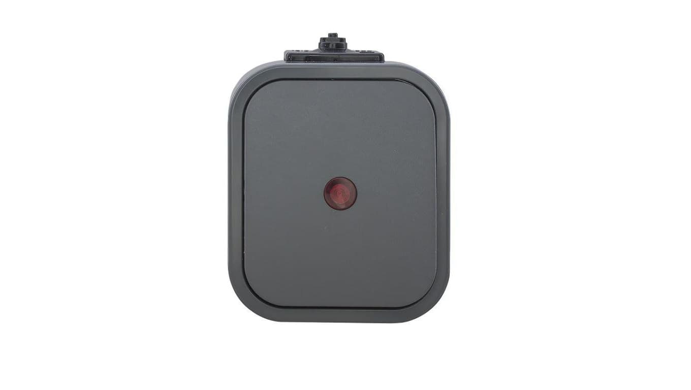 B2 Łącznik natynkowy 10A 250V schodowy IP54 podświetlany szary 00060278