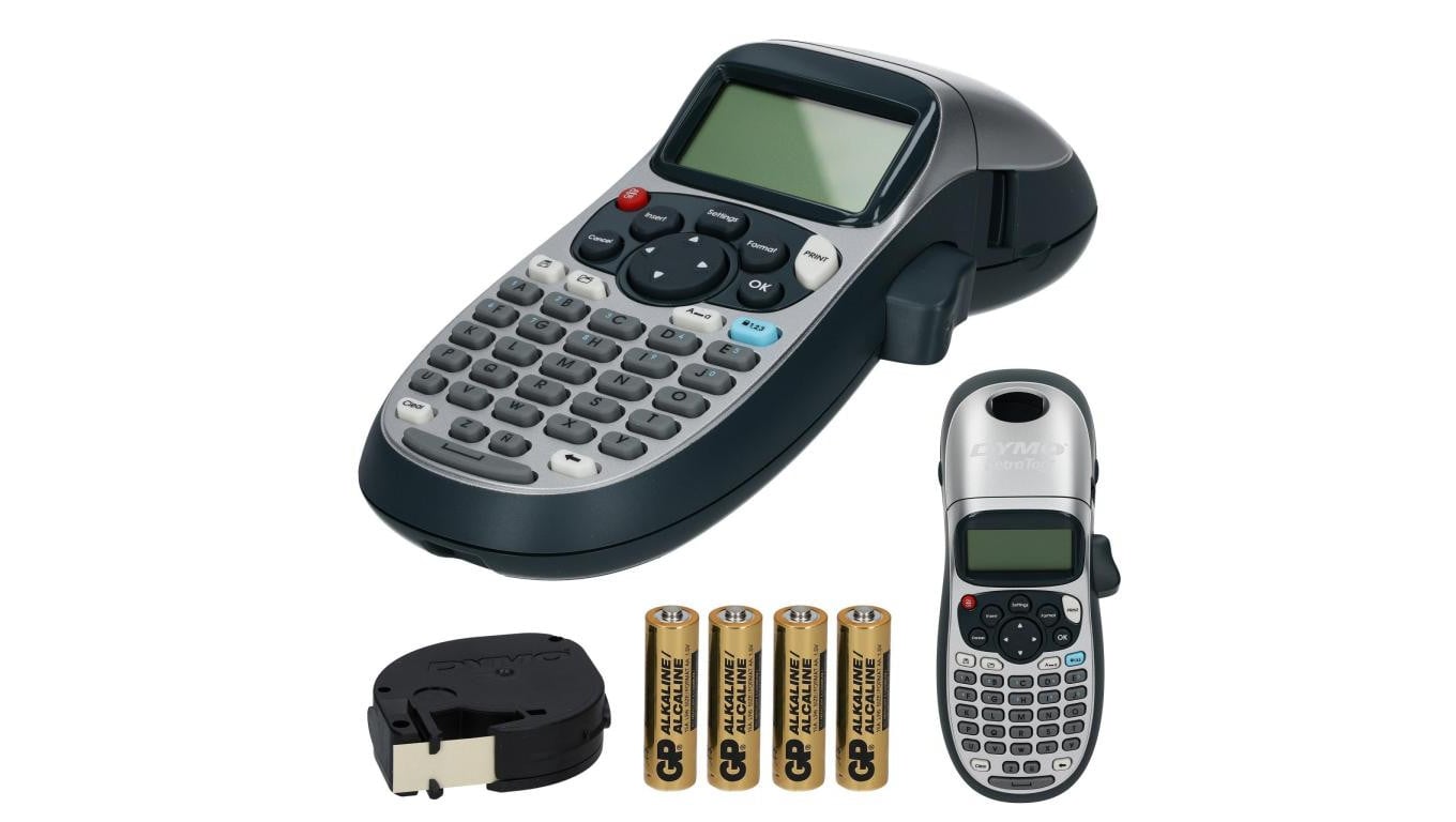 Drukarka DYMO LetraTag LT-100H SILVER dla domu, dzieci, Home Office (LT-XR) 2174577 + taśma DYMO LT 12mm + 4 baterie AA