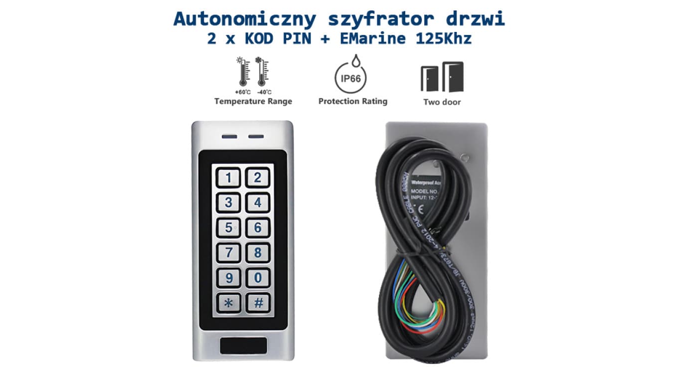 Dwukanałowy szyfrator z wbudowanym czytnikiem 125Khz + 2 x KOD PIN s4k