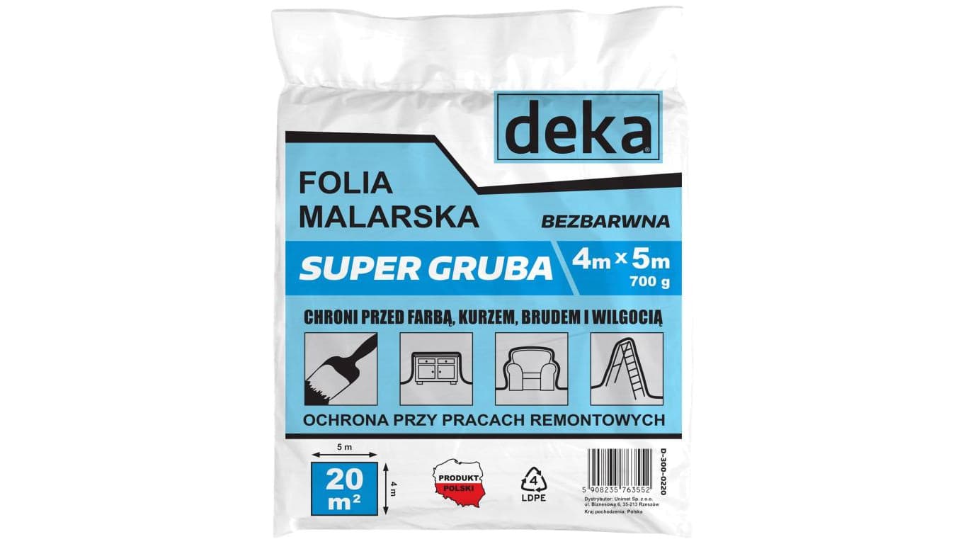 FOLIA MALARSKA SUPER GRUBA BEZBARWNA 4*5M 700G