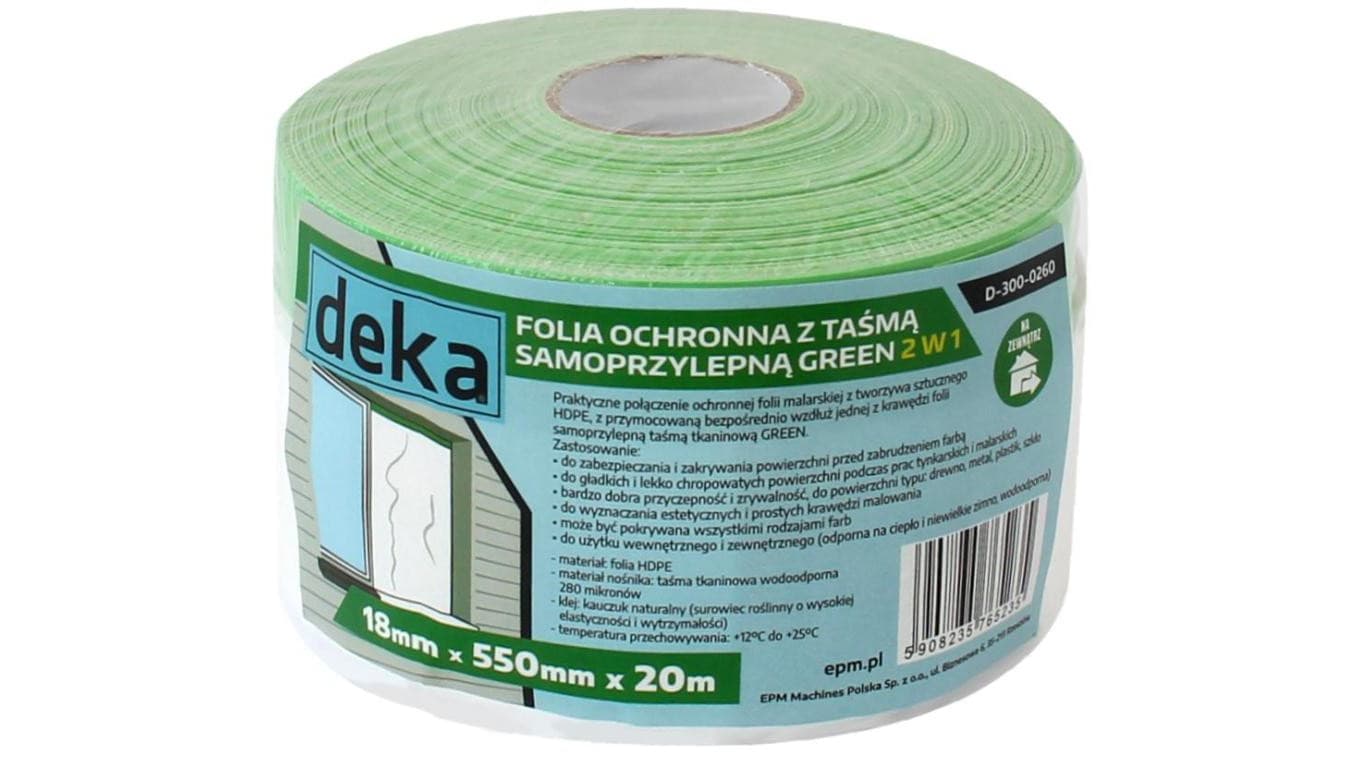 FOLIA OCHRONNA Z TAŚMĄ ZIELONĄ DO ZEWNĄTRZ 55CM*20M