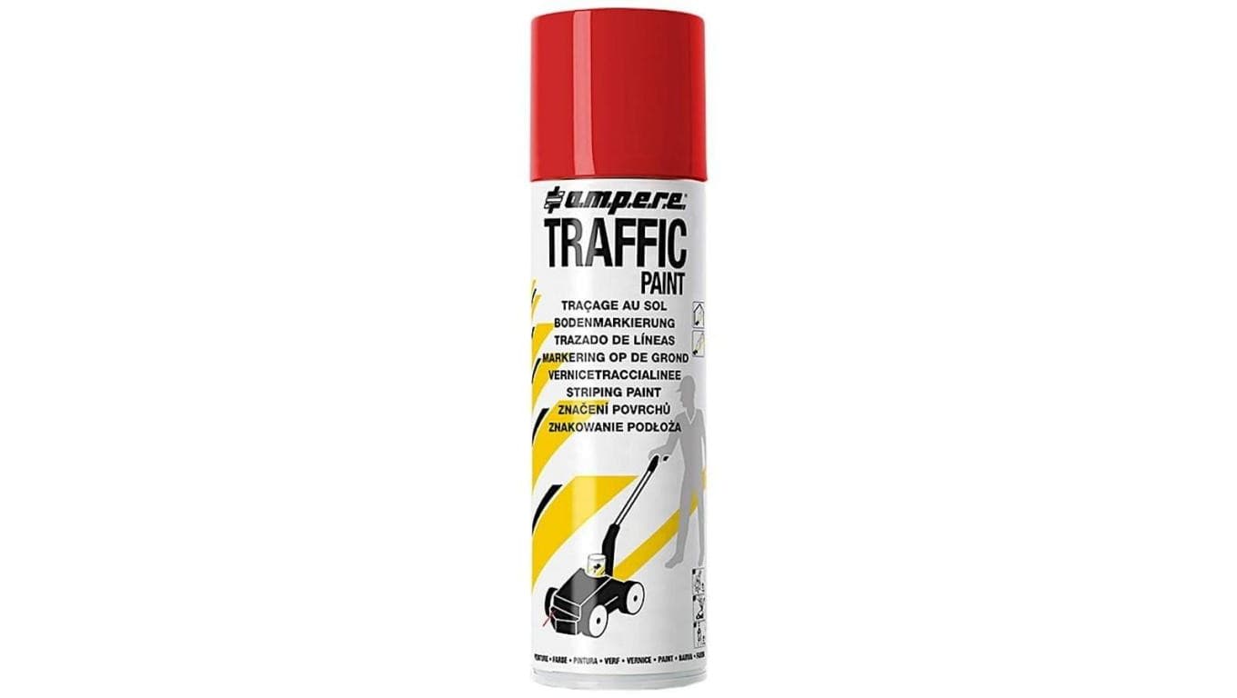 Farba do malowania linii, znakowania jezdni czerwona 500ml spray AMPERE TRAFFIC PAINT