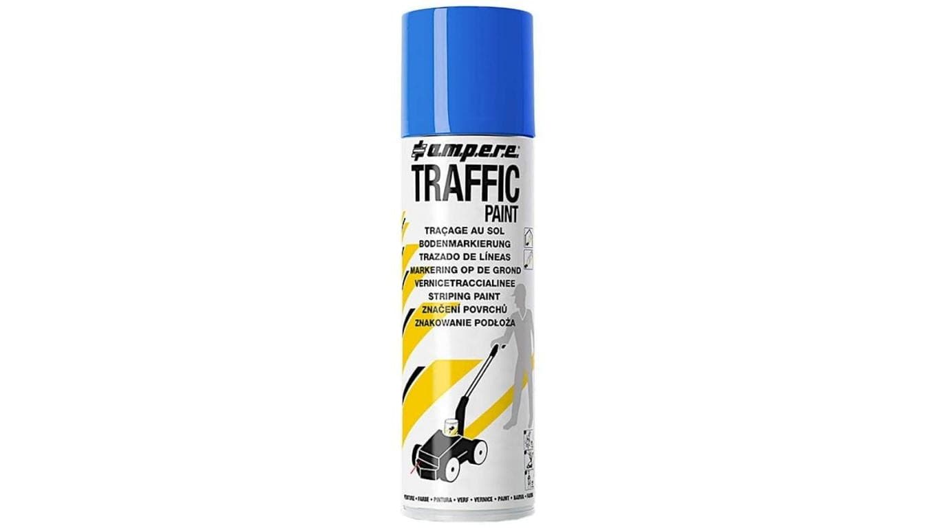 Farba do malowania linii, znakowania jezdni niebieska 500ml spray AMPERE TRAFFIC PAINT