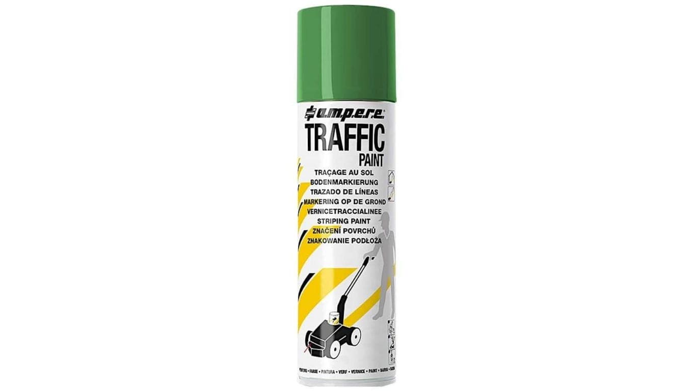 Farba do malowania linii, znakowania jezdni zielona 500ml spray AMPERE TRAFFIC PAINT