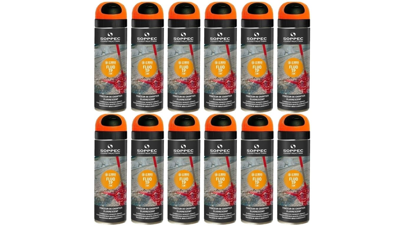 Farba geodezyjna do znakowania spray pomarańczowa 12 sztuk SOPPEC Fluo T.P.