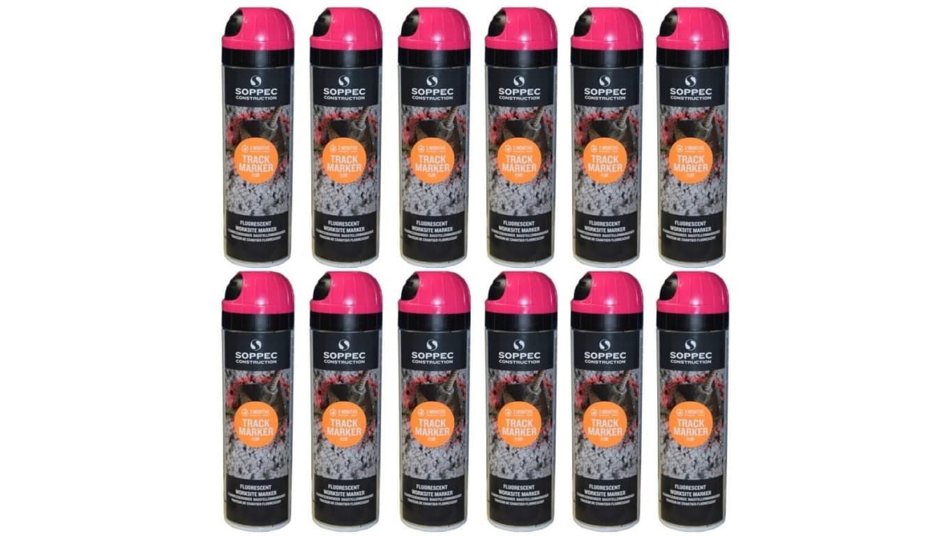 Farba geodezyjna do znakowania spray różowa 12 sztuk SOPPEC Track Marker