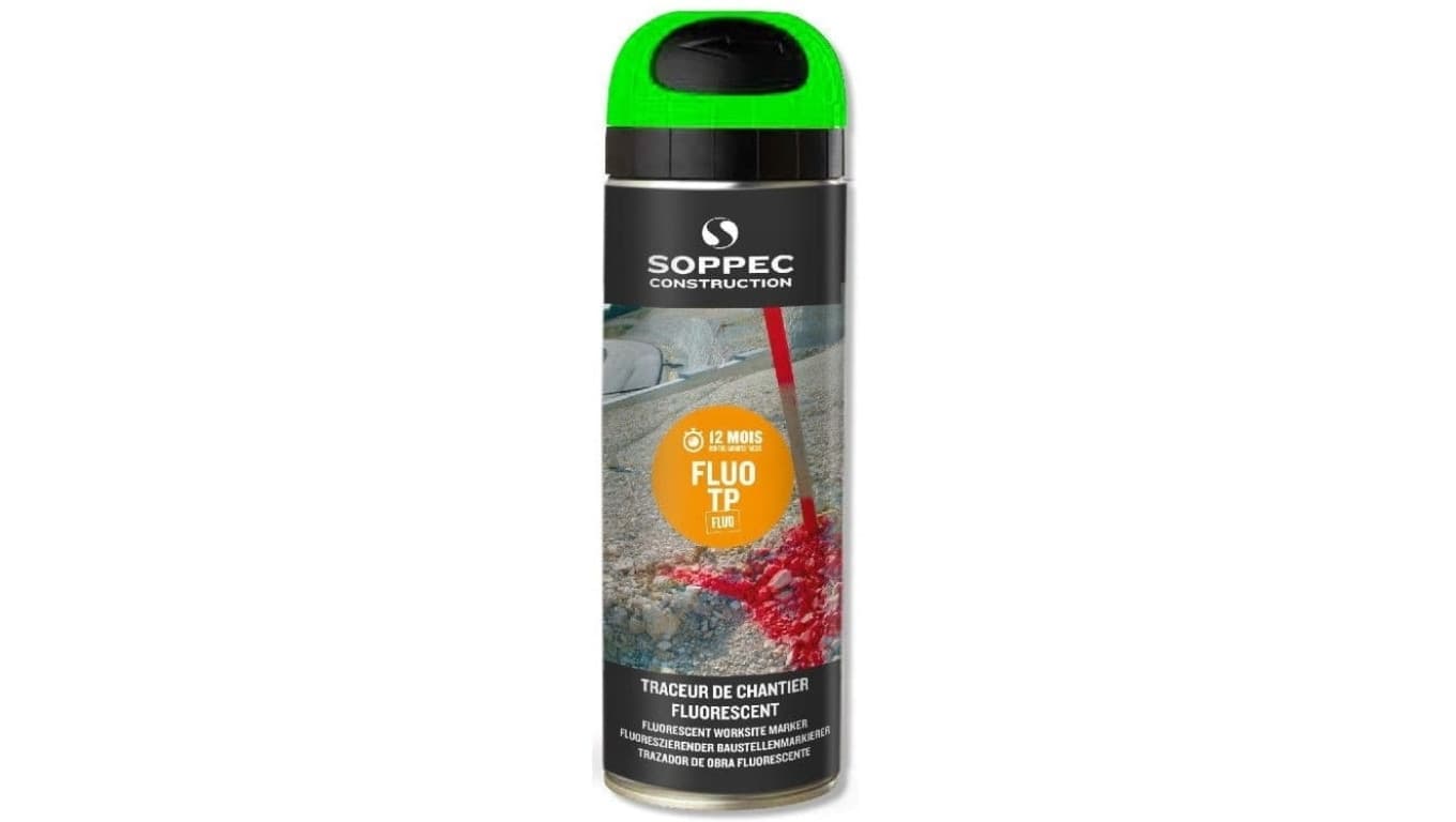Farba geodezyjna do znakowania spray zielona SOPPEC Fluo T.P.
