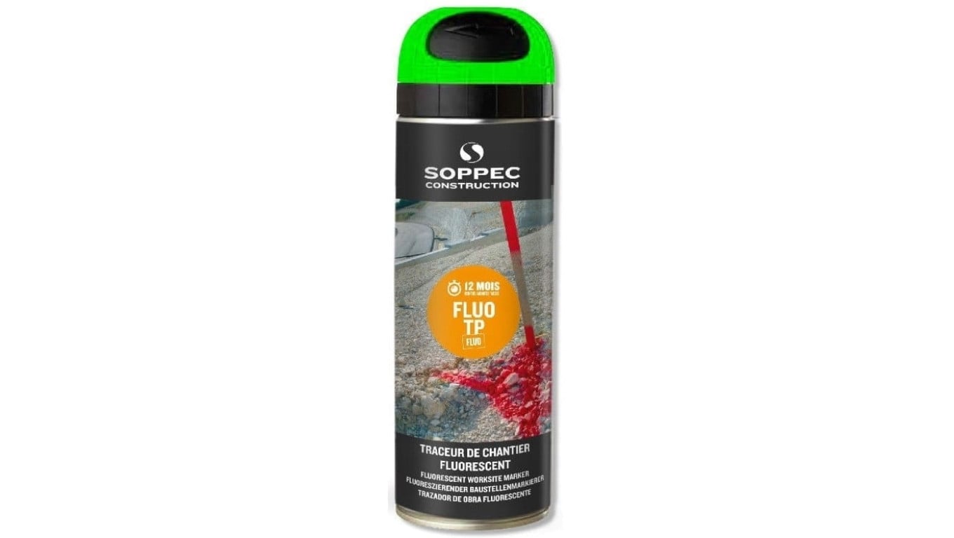 Farba geodezyjna do znakowania spray zielona SOPPEC Fluo T.P.