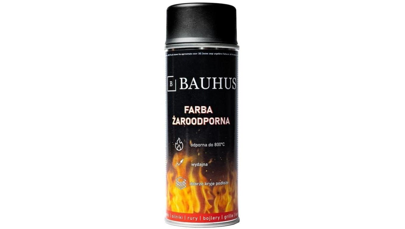 Farba żaroodporna wysokotemperaturowa spray czarna 400ml BAUHUS