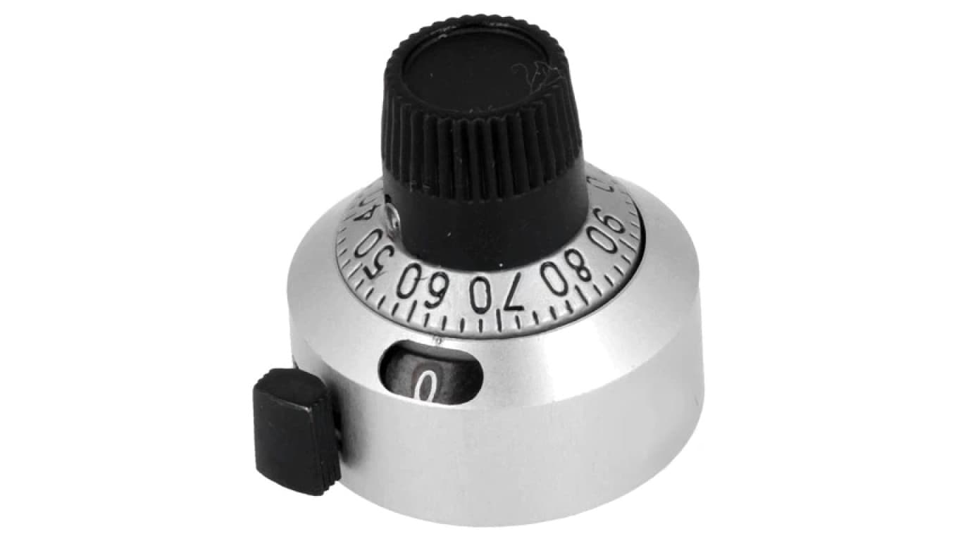 G-16-1-11 Gałka precyzyjna z licznikiem Śr.osi: 6,35mm Ø22,2x22,2mm