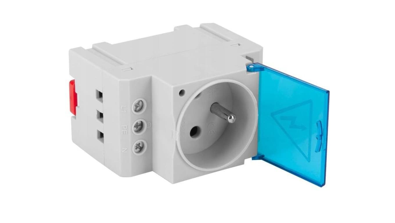 GNIAZDO ELEKTRYCZNE GNIAZDKO PRĄDOWE HERMETYCZNE NA SZYNĘ DIN TH35 250V 16A (4/M/010104000159)