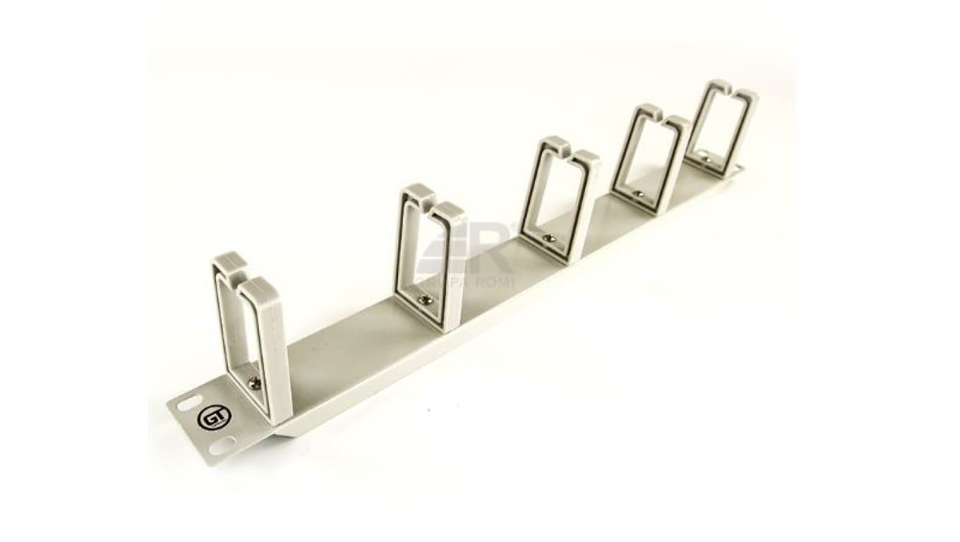 GT Networks Organizator kablowy 19” 1U z 5 uchwytami z tworzywa szary