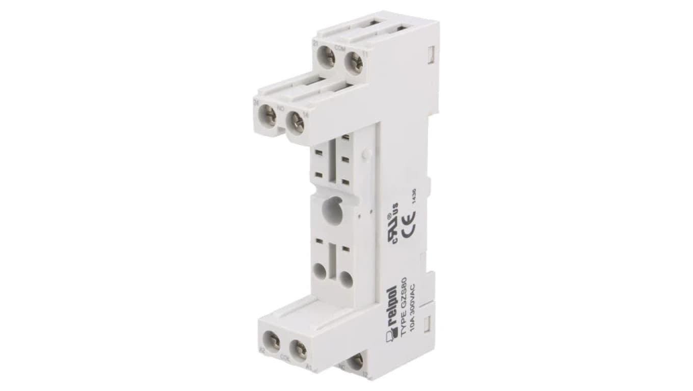 GZS80 Podstawka PIN: 8 10A 300VAC na panel,na szynę DIN -40...70C