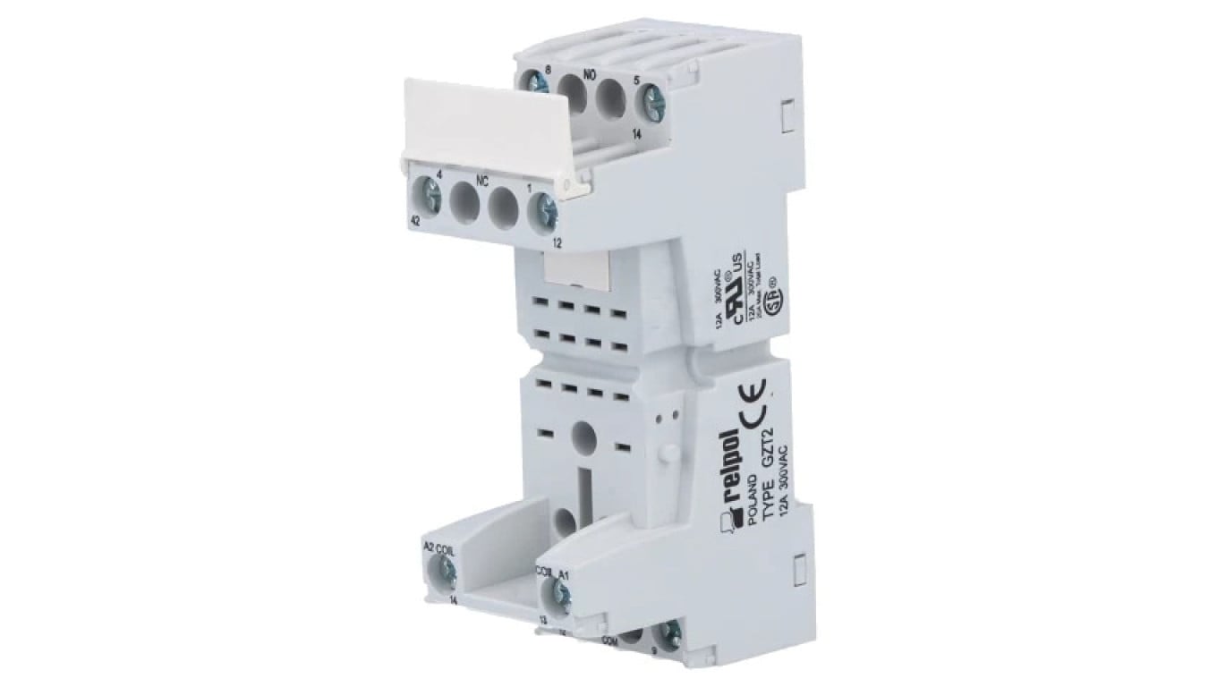 GZT2 Podstawka PIN: 8 12A 300VAC na panel,na szynę DIN -40...70C