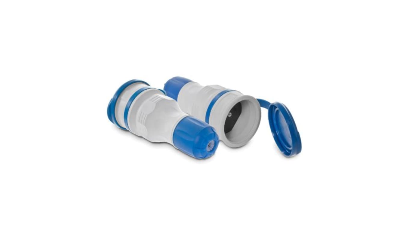 Gniazdo przenośne z klapką 16A 2P+Z 250V IP54 szary/niebieski GN-54 W-97979