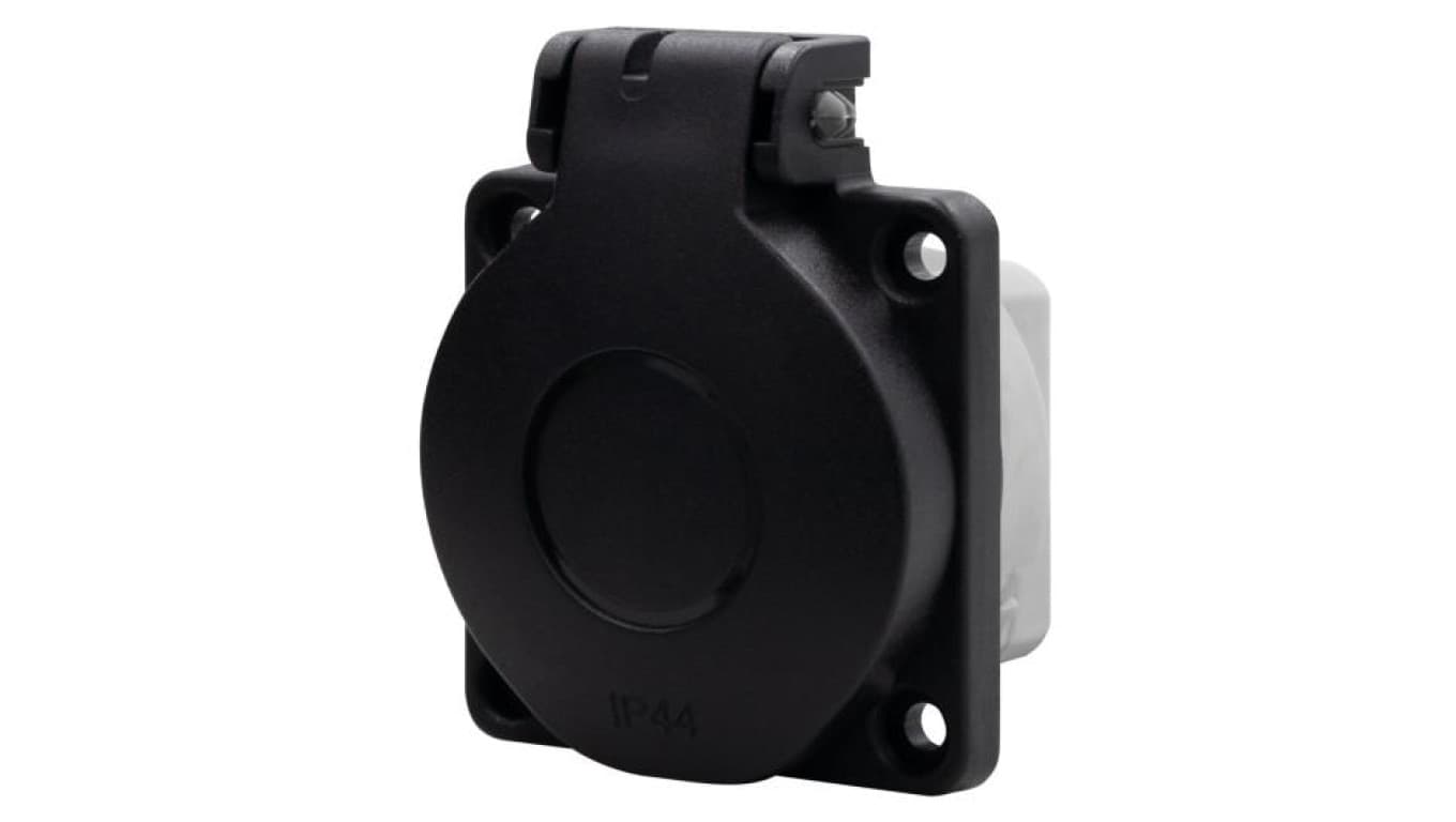 Gniazdo tablicowe 16A 250V 2P+Z IP44 SCHUKO czarne