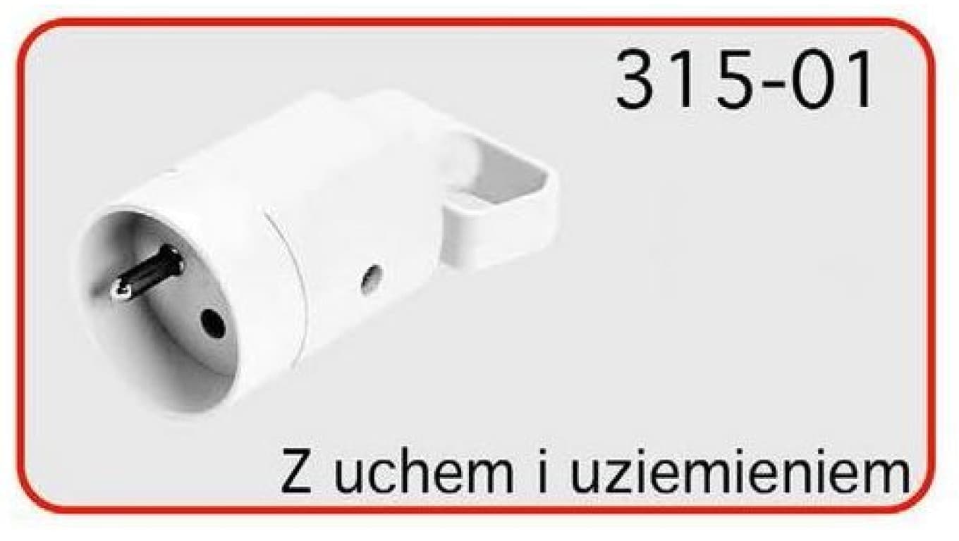Gniazdo z uchem z uziemieniem 2P+Z 16A 250V IP20 białe 315-01