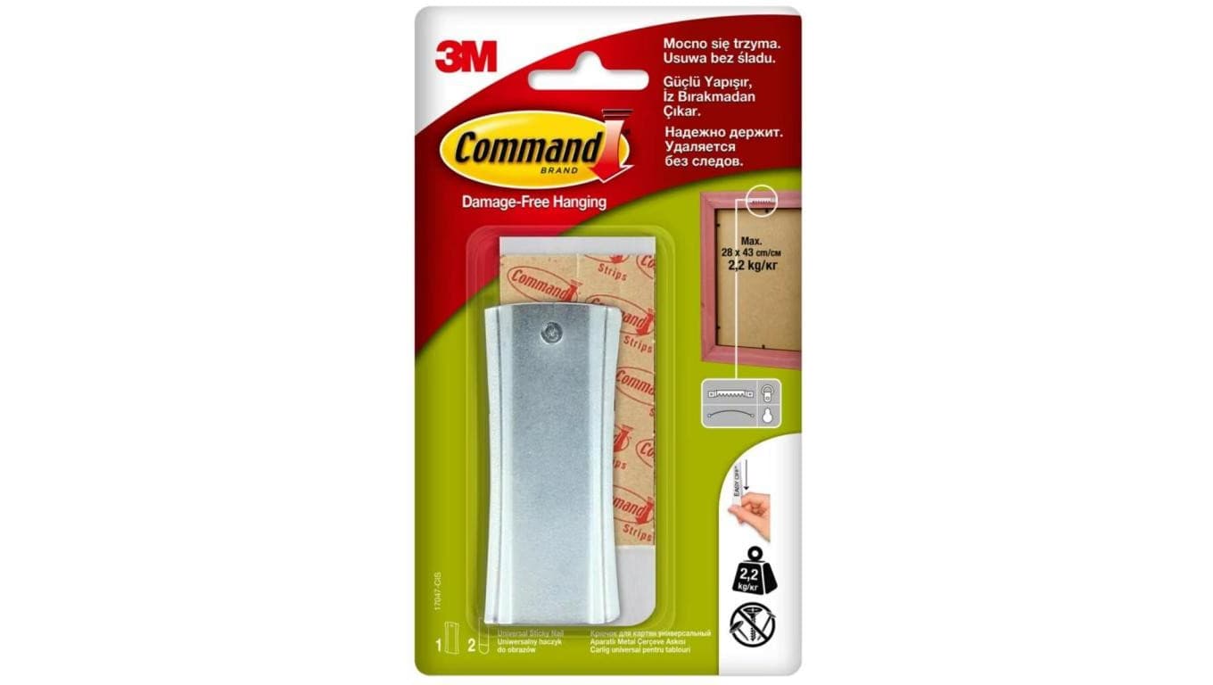 Haczyk do wieszania obrazów / ramek metalowy srebrny 2,2kg 3M COMMAND