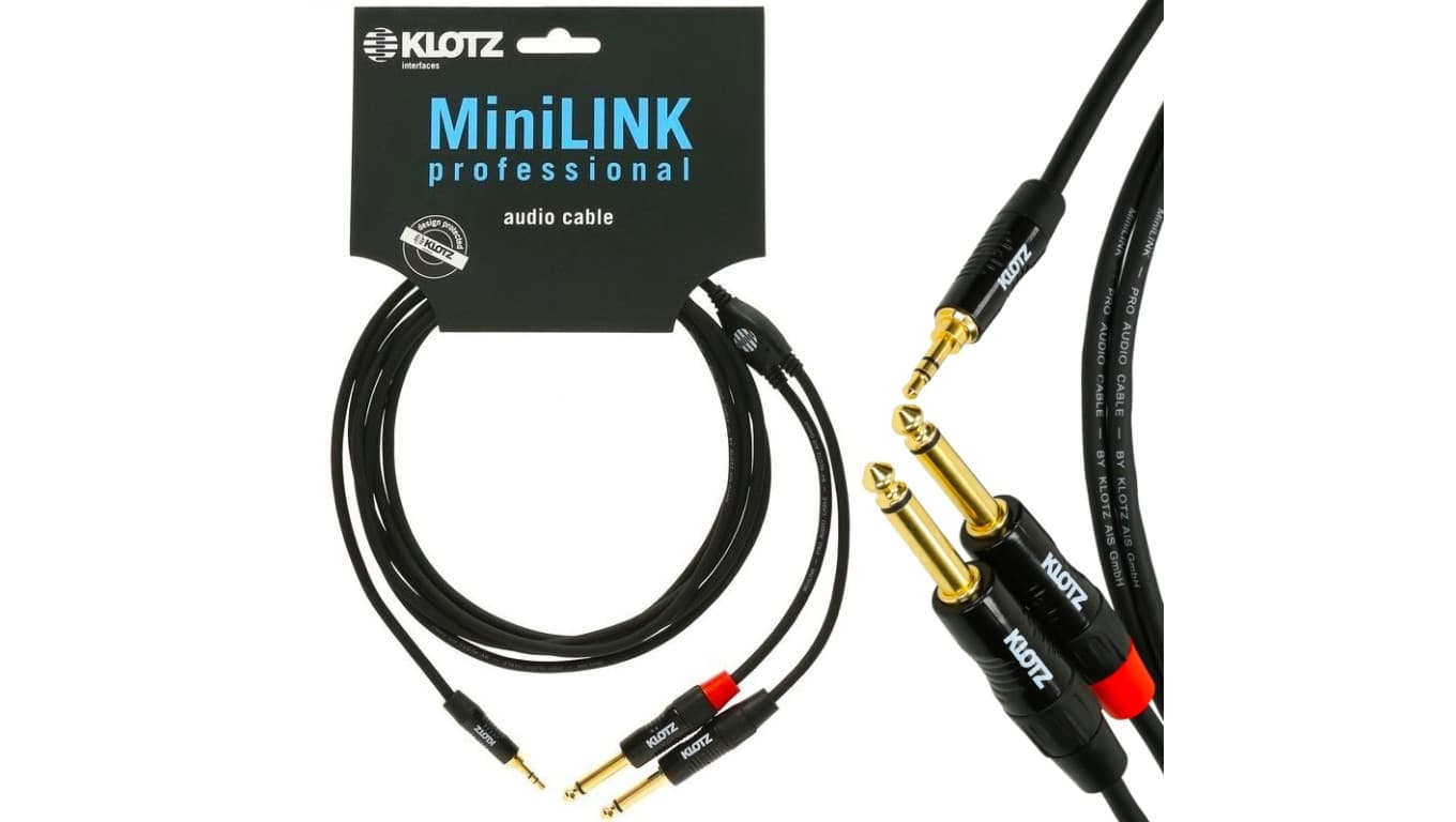 KLOTZ Kabel Audio mini Jack 3,5mm Stereo (wtyk) / 2x Jack 6,3mm Mono (wtyk) 6m