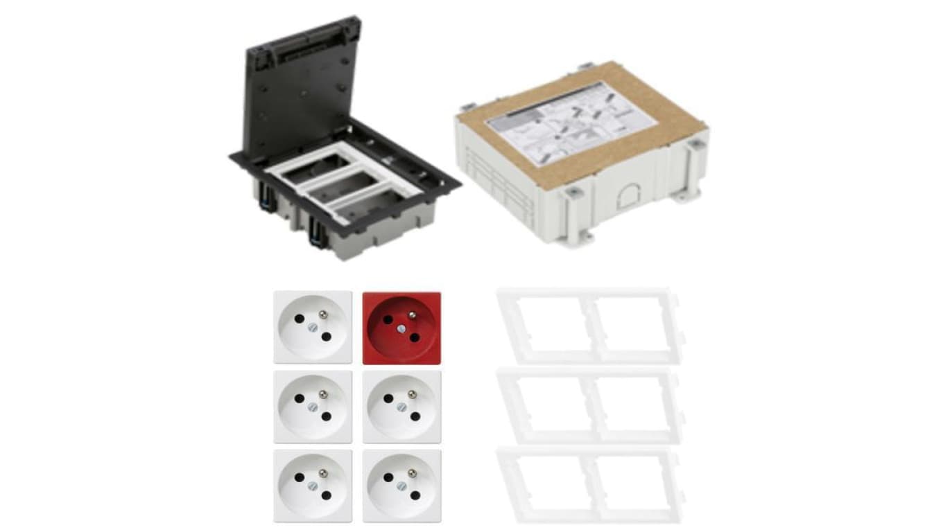 KONTAKT SIMON FLOOR BOX puszka podłogowa 5x gniazdo pojedyncze z/u + 1x gniazdo DATA + kaseta do wylewki