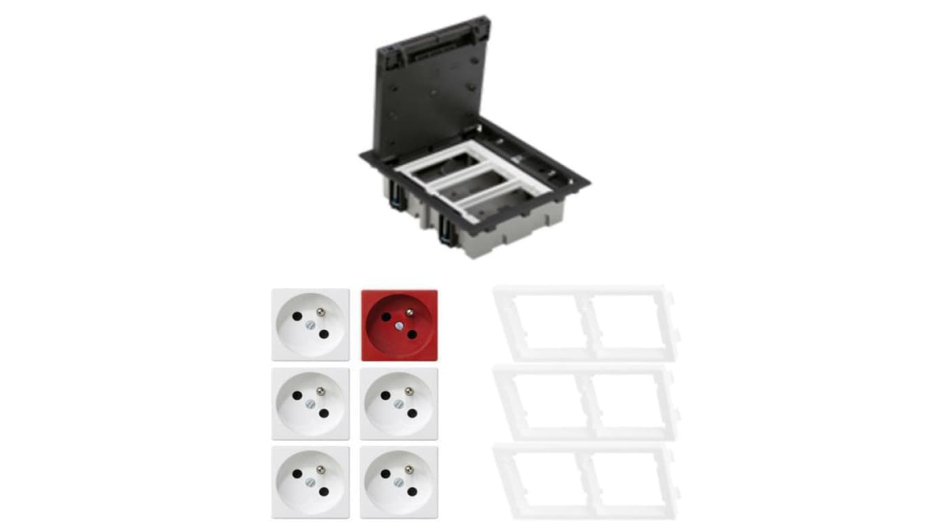 KONTAKT SIMON FLOOR BOX puszka podłogowa 5x gniazdo pojedyncze z/u + 1x gniazdo DATA do podłóg technicznych ( podniesionych )
