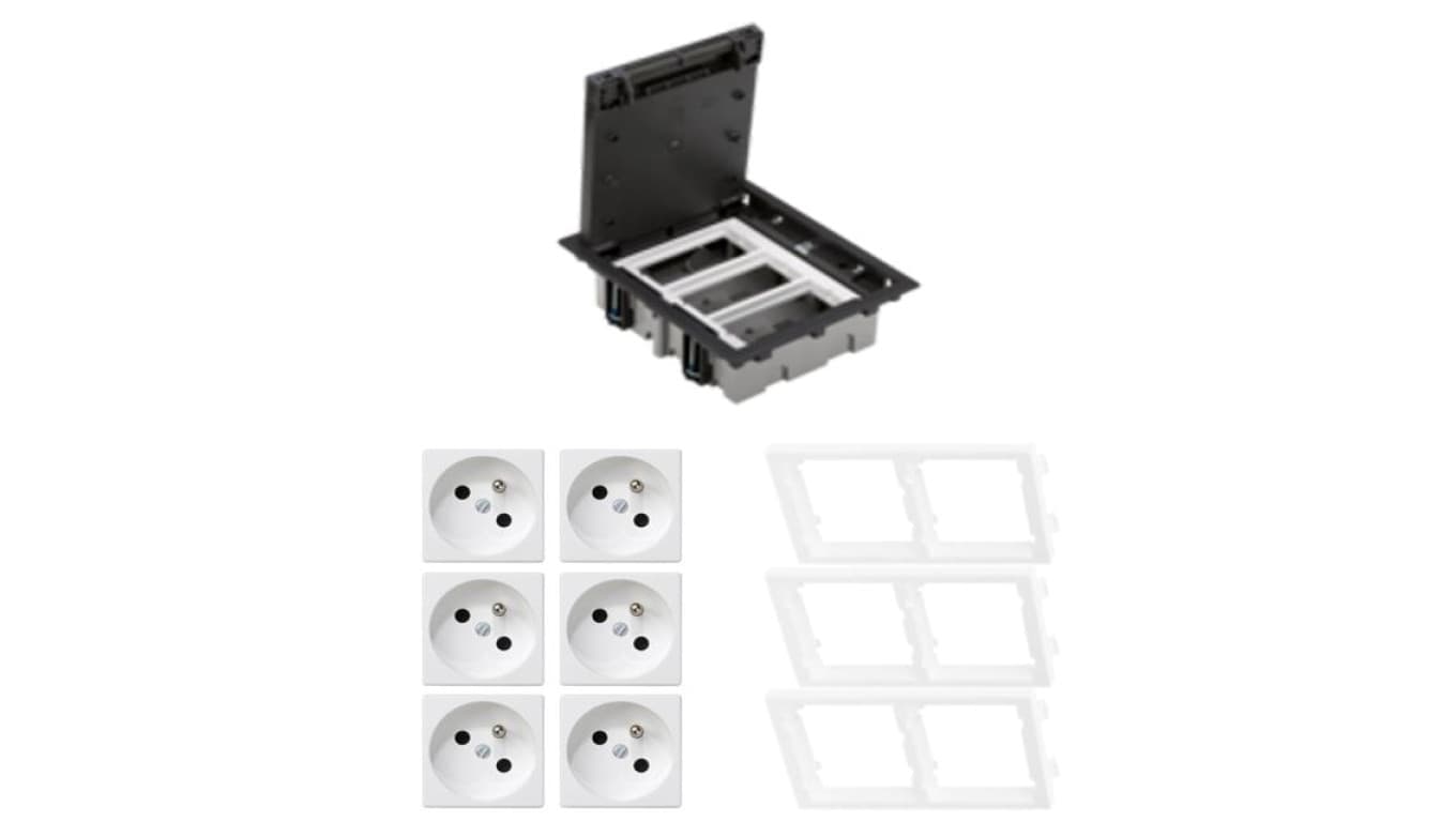 KONTAKT SIMON FLOOR BOX puszka podłogowa 6x gniazdo pojedyncze z/u do podłóg technicznych ( podniesionych )
