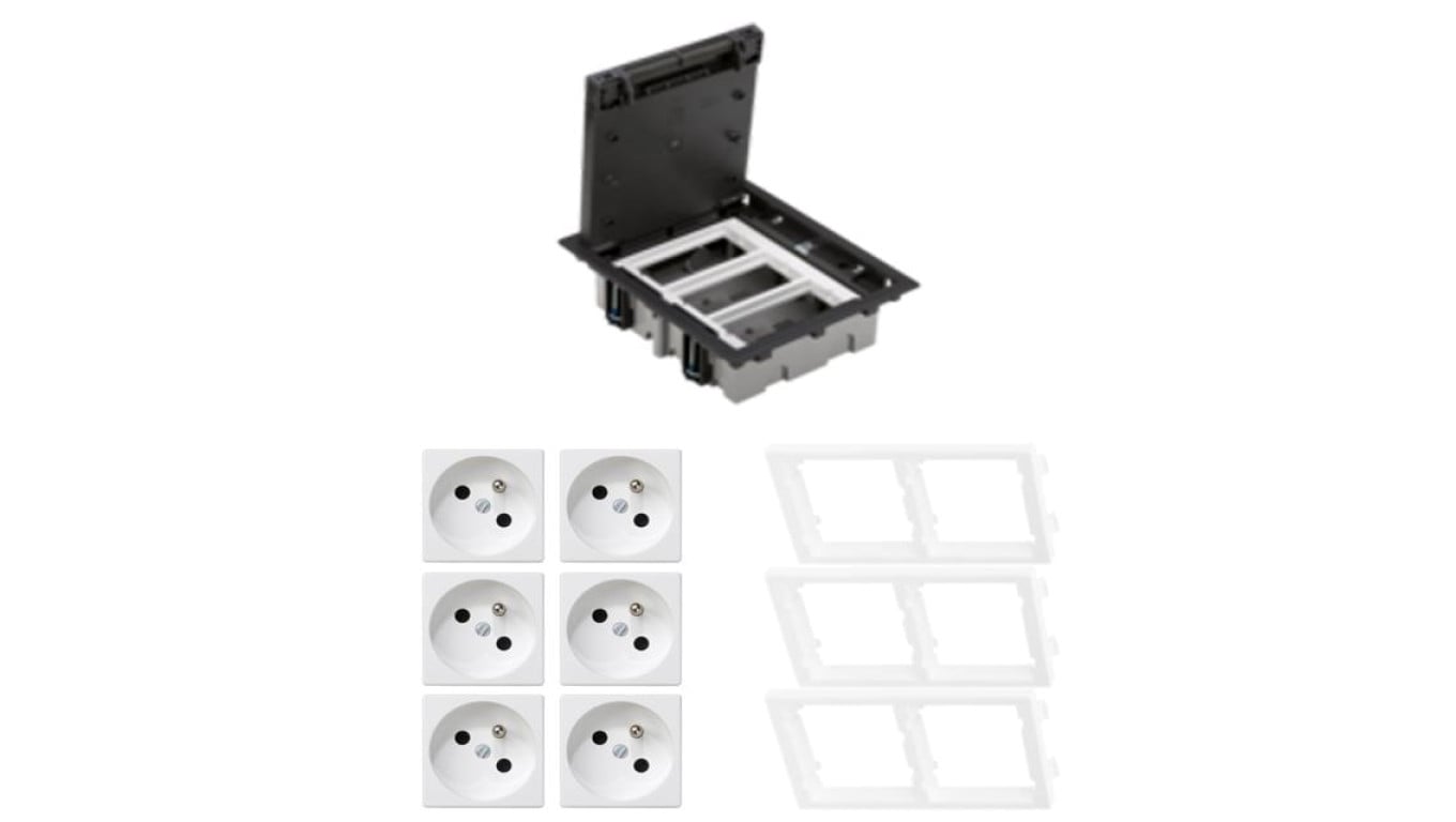 KONTAKT SIMON FLOOR BOX puszka podłogowa 6x gniazdo pojedyncze z/u do podłóg technicznych ( podniesionych )