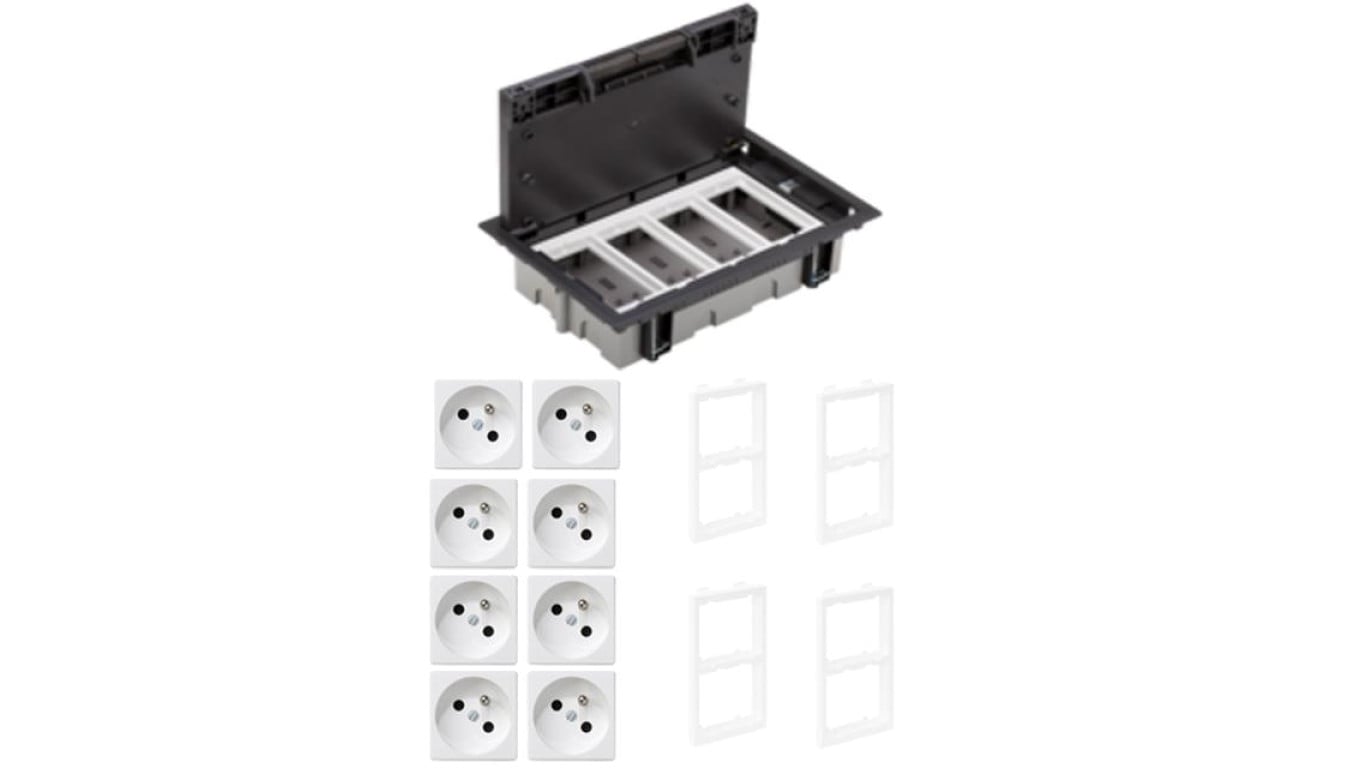 KONTAKT SIMON FLOOR BOX puszka podłogowa 8x gniazdo pojedyncze z/u do podłóg technicznych ( podniesionych )