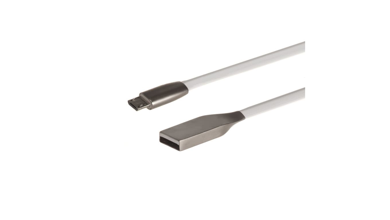 Kabel USB AM micro płaski nieplączący 1m biały MCTV-833W metal MCTV-833